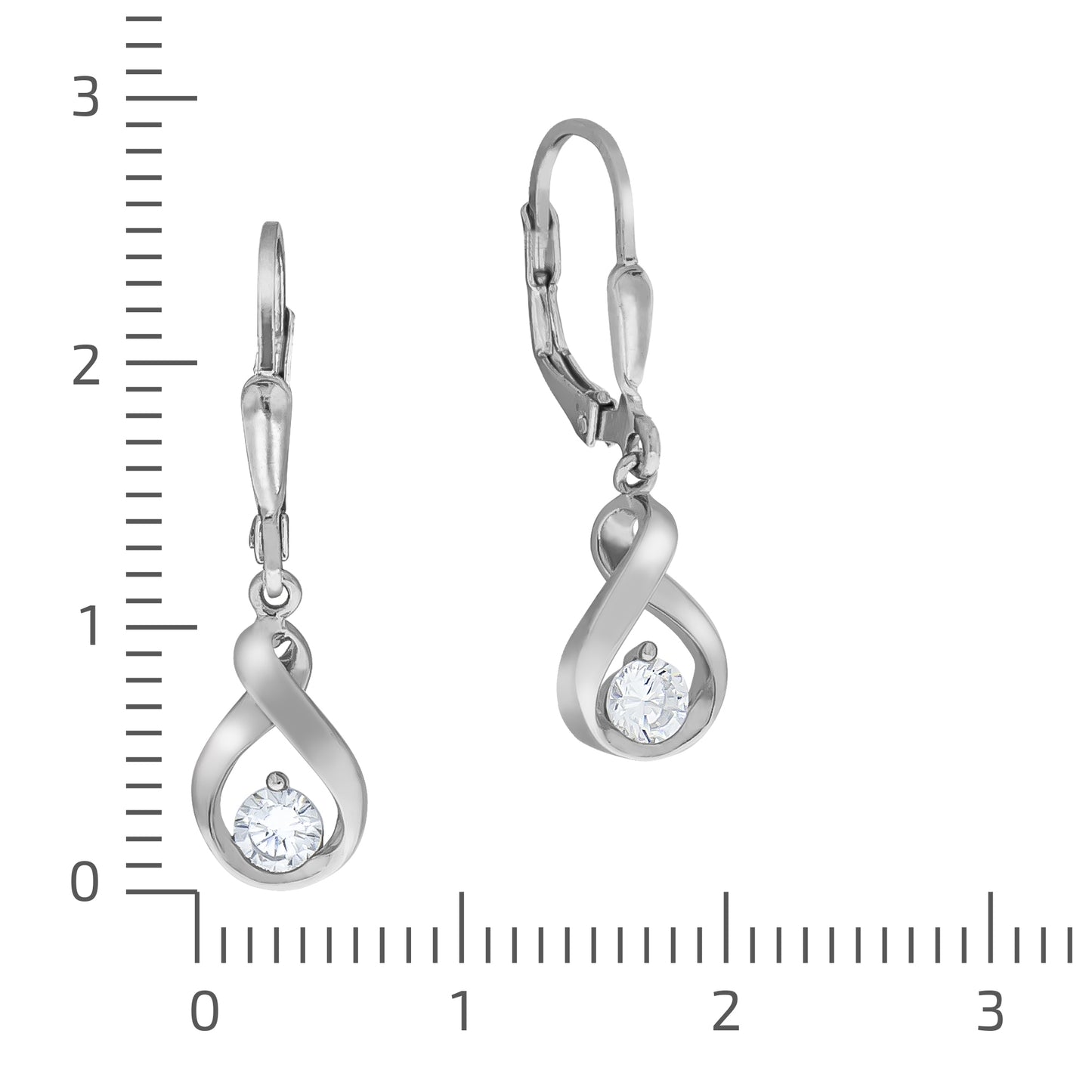 Ohrhänger 925/- Sterling Silber rhodiniert 2,6cm Zirkonia