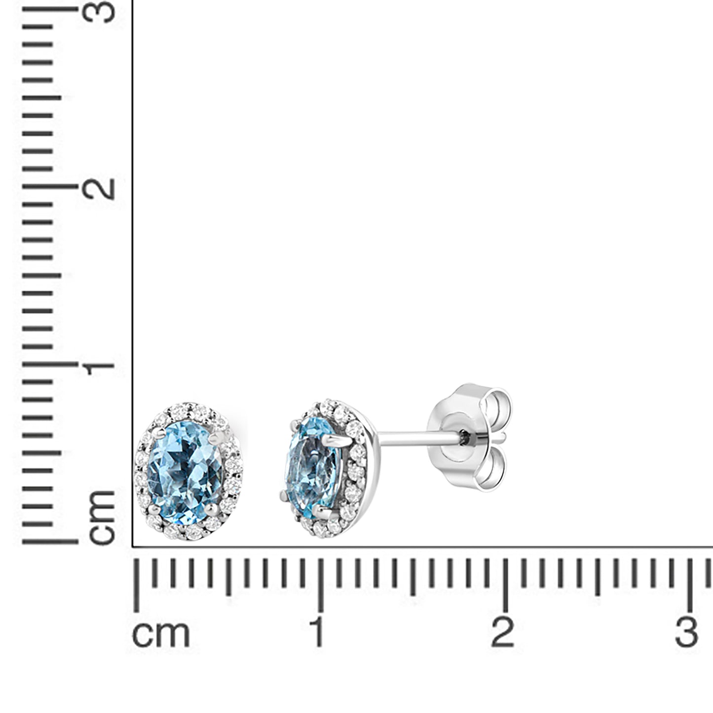 Ohrstecker 585/- Gold rhodiniert 0,8cm Aquamarine 0,144ct.