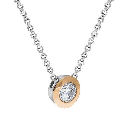 Collier Ankerkette 925/- Sterling Silber rhodiniert 42cm Zirkonia
