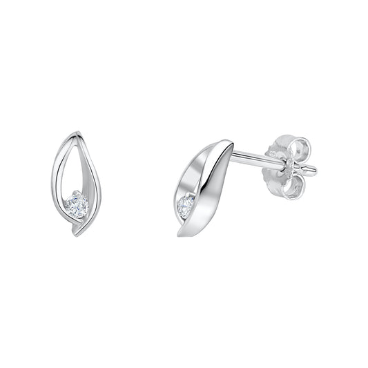 Ohrstecker 925 Silber rhodiniert Zirkonia 925/- Sterling Silber rhodiniert 1cm Zirkonia
