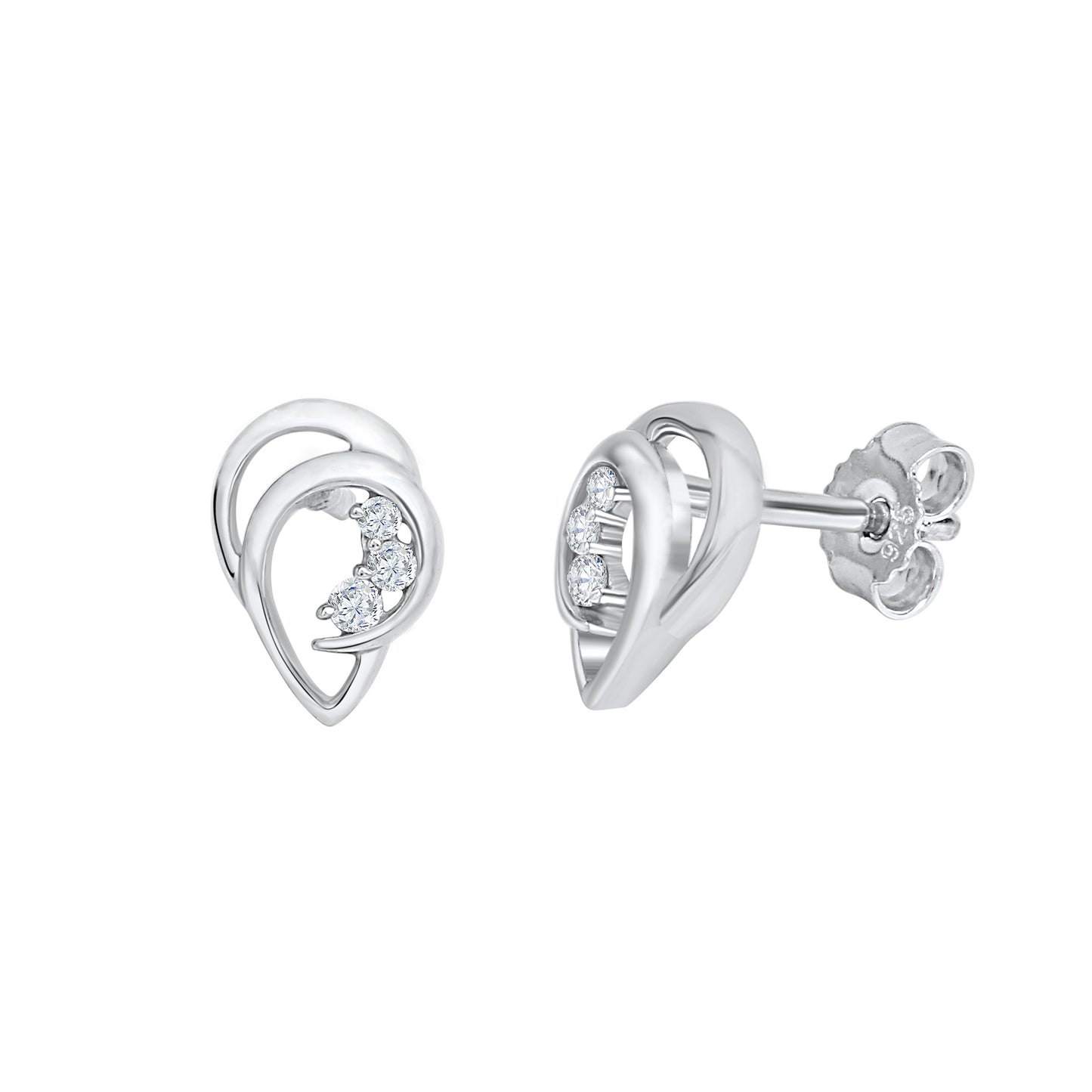 Ohrstecker 925 Silber rhodiniert glanz Zirkonia 925/- Sterling Silber rhodiniert 1cm Zirkonia
