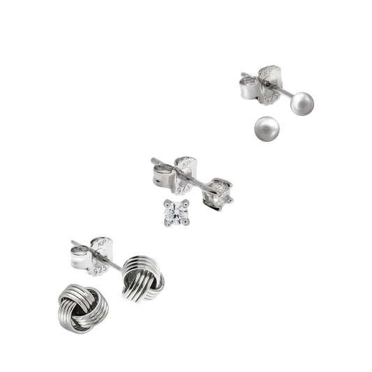 Ohrstecker 925/- Sterling Silber rhodiniert 1cm Zirkonia