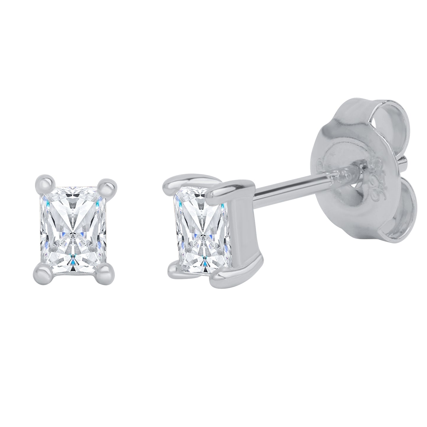 Ohrstecker 925/- Sterling Silber rhodiniert 1cm Zirkonia