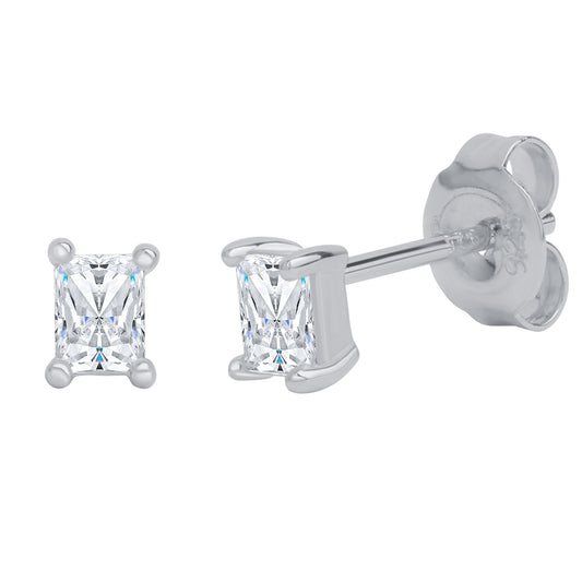 Ohrstecker 925/- Sterling Silber rhodiniert 1cm Zirkonia