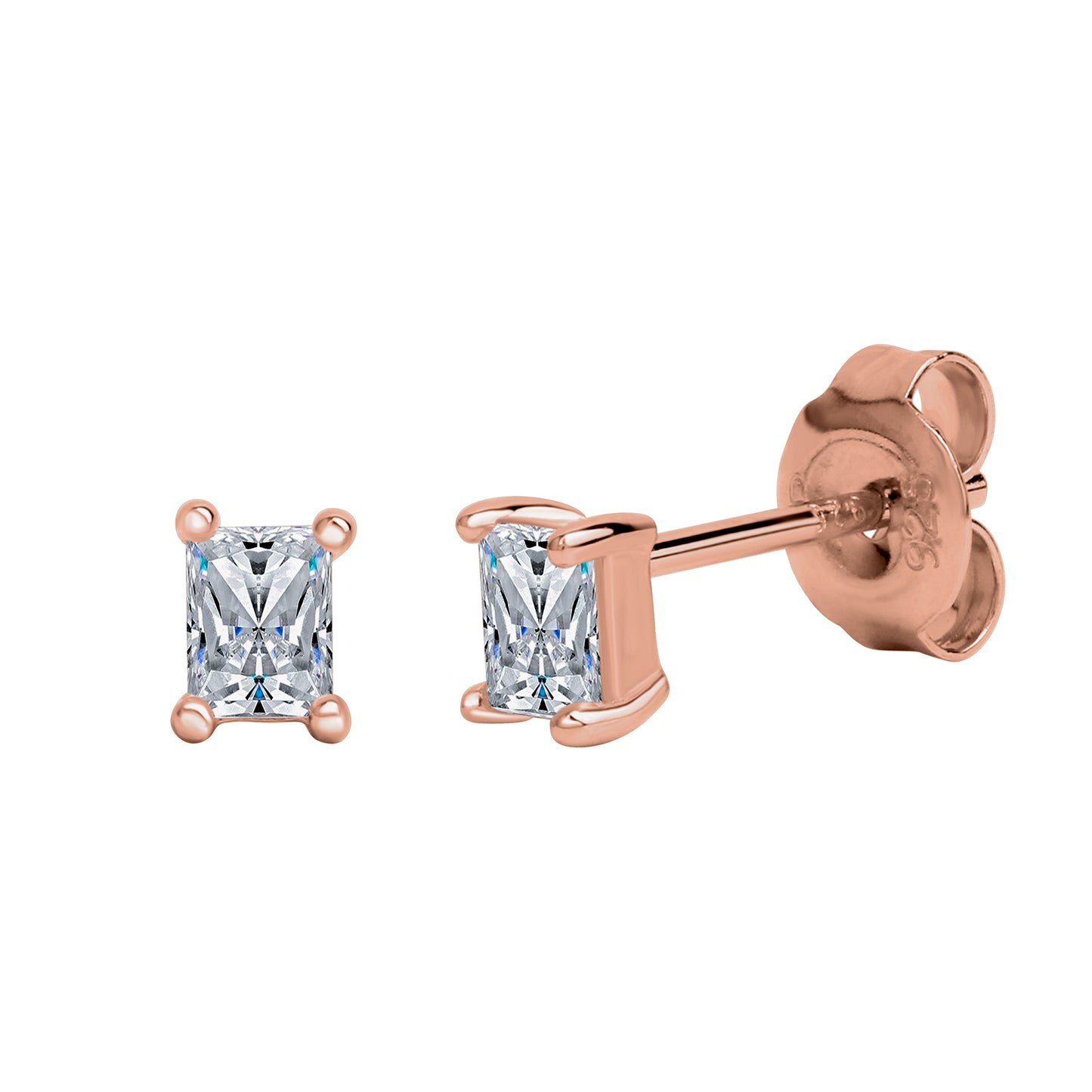 Ohrstecker 925 Silber rotvergoldet 925/- Sterling Silber rotvergoldet 1cm Zirkonia