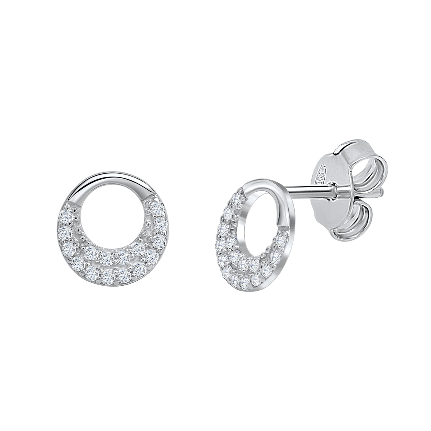 Ohrstecker 925 Silber rhodiniert Zirkonia 925/- Sterling Silber rhodiniert 1cm Zirkonia