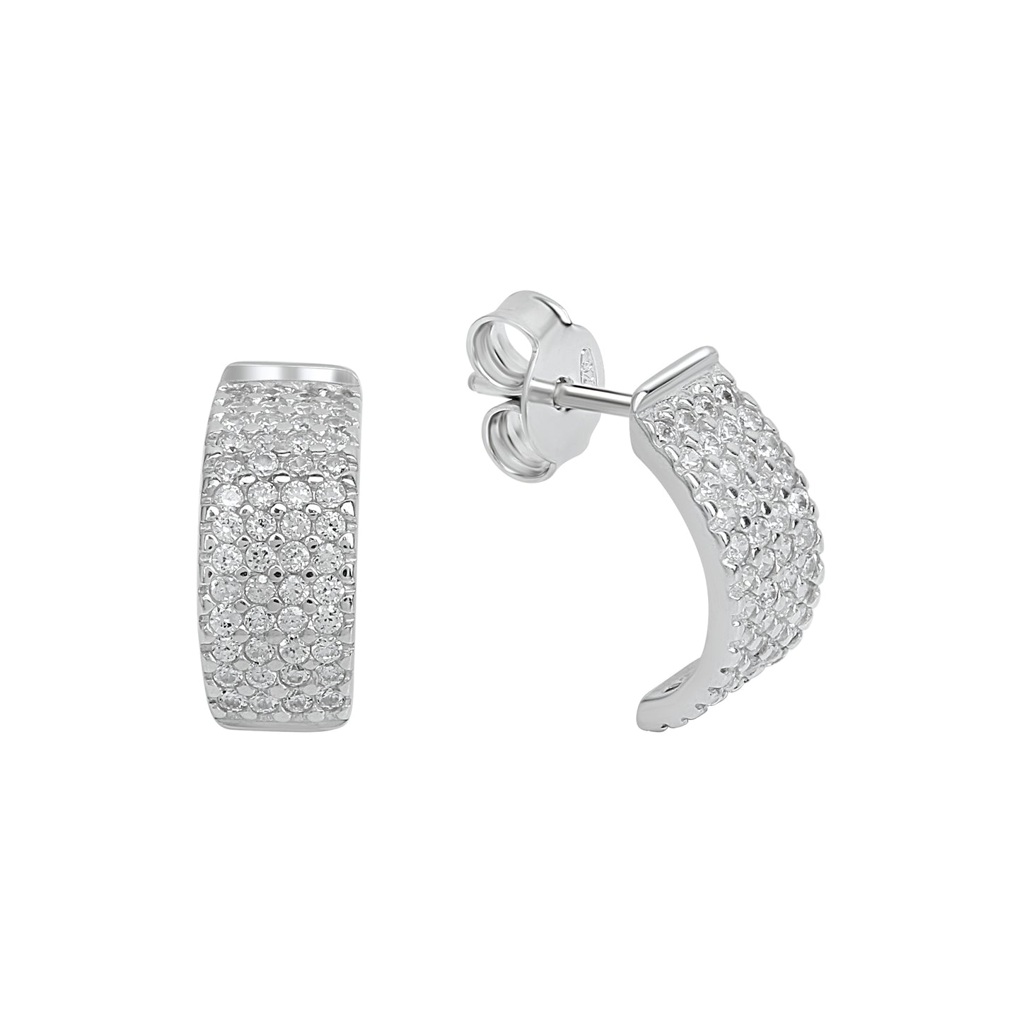 Ohrstecker 925 Silber rhodiniert Zirkonia 925/- Sterling Silber rhodiniert 1cm Zirkonia