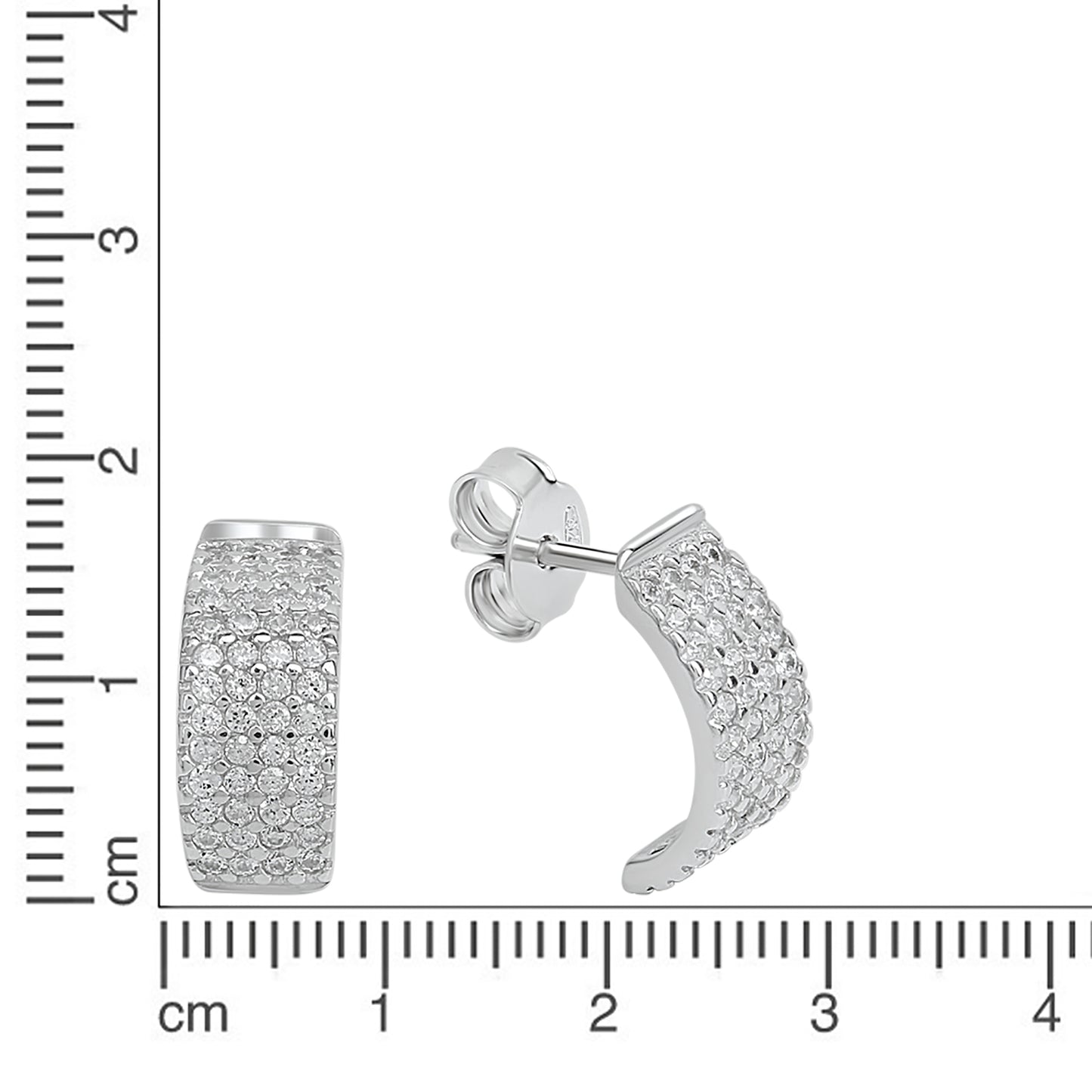 Ohrstecker 925 Silber rhodiniert Zirkonia 925/- Sterling Silber rhodiniert 1cm Zirkonia