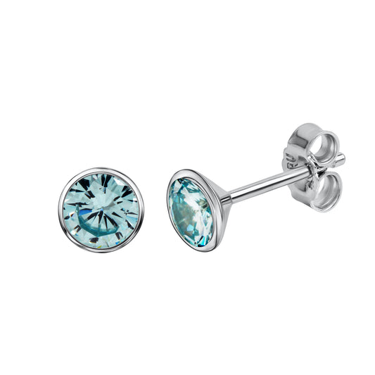 Ohrstecker 925 Silber rhodiniert CZ hellblau 925/- Sterling Silber rhodiniert 1cm Zirkonia