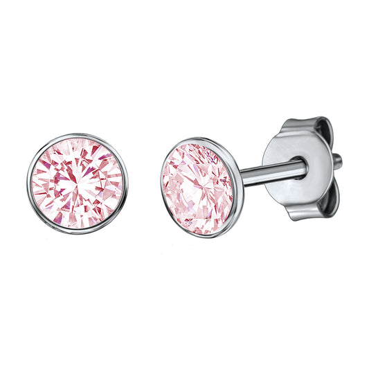 Ohrstecker 925 Silber rhodiniert CZ pink 925/- Sterling Silber rhodiniert 1cm Zirkonia