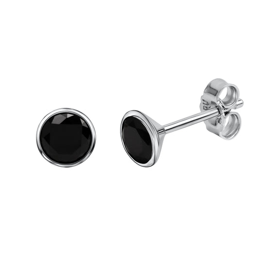 Ohrstecker 925 Silber rhodiniert CZ schwarz 925/- Sterling Silber rhodiniert 1cm Zirkonia