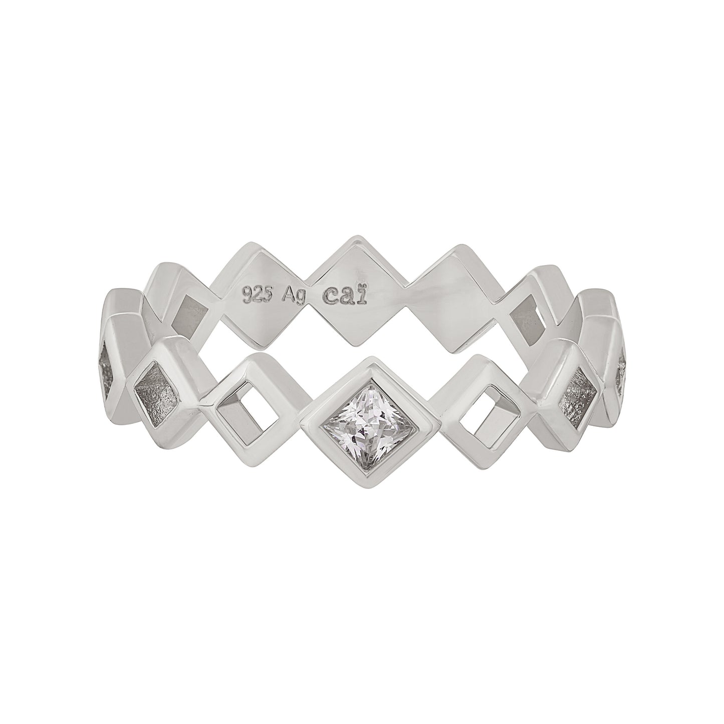 cai Ring 925/- Sterling Silber rhodiniert Zirkonia