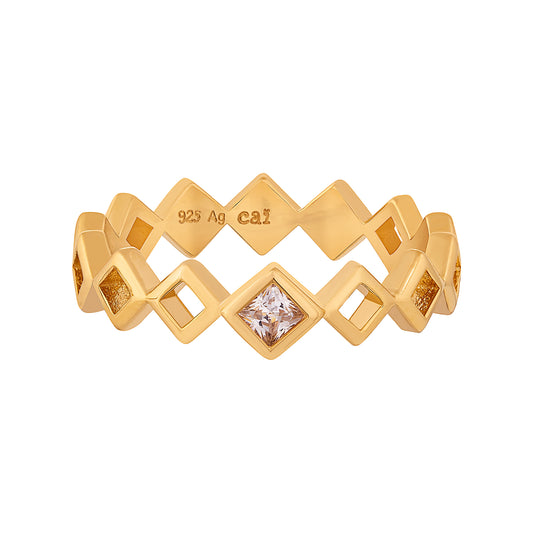 cai Ring 925/- Sterling Silber vergoldet Zirkonia