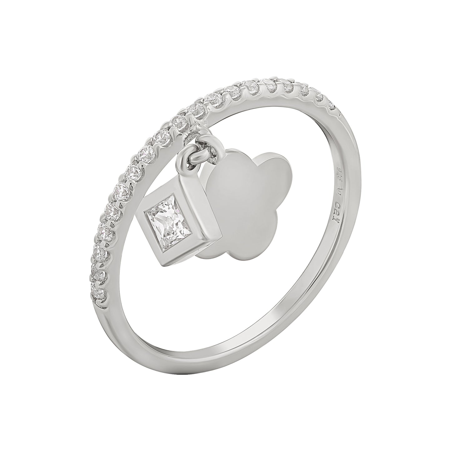 cai Ring 925/- Sterling Silber rhodiniert Zirkonia
