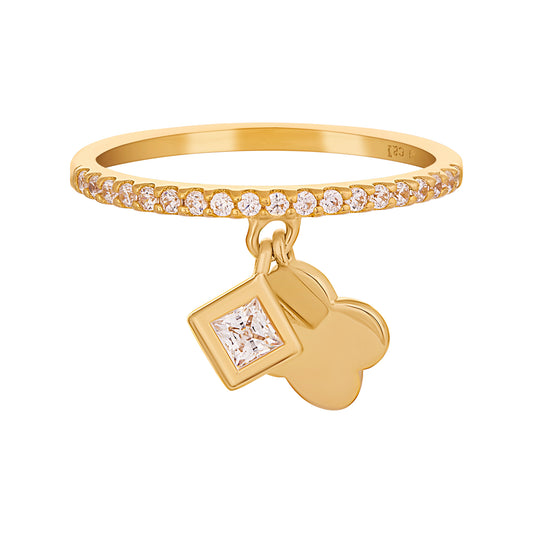 cai Ring 925/- Sterling Silber vergoldet Zirkonia