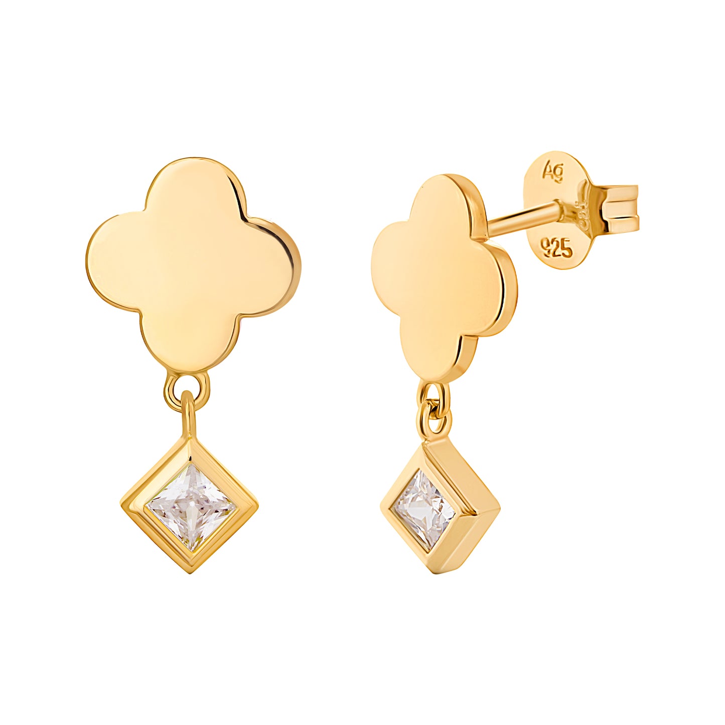 cai Ohrstecker 925/- Sterling Silber vergoldet 2cm Zirkonia