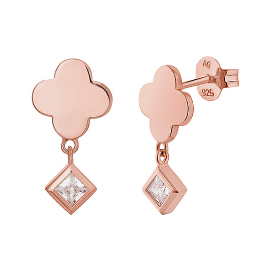 cai Ohrstecker 925/- Sterling Silber rotvergoldet 2cm Zirkonia