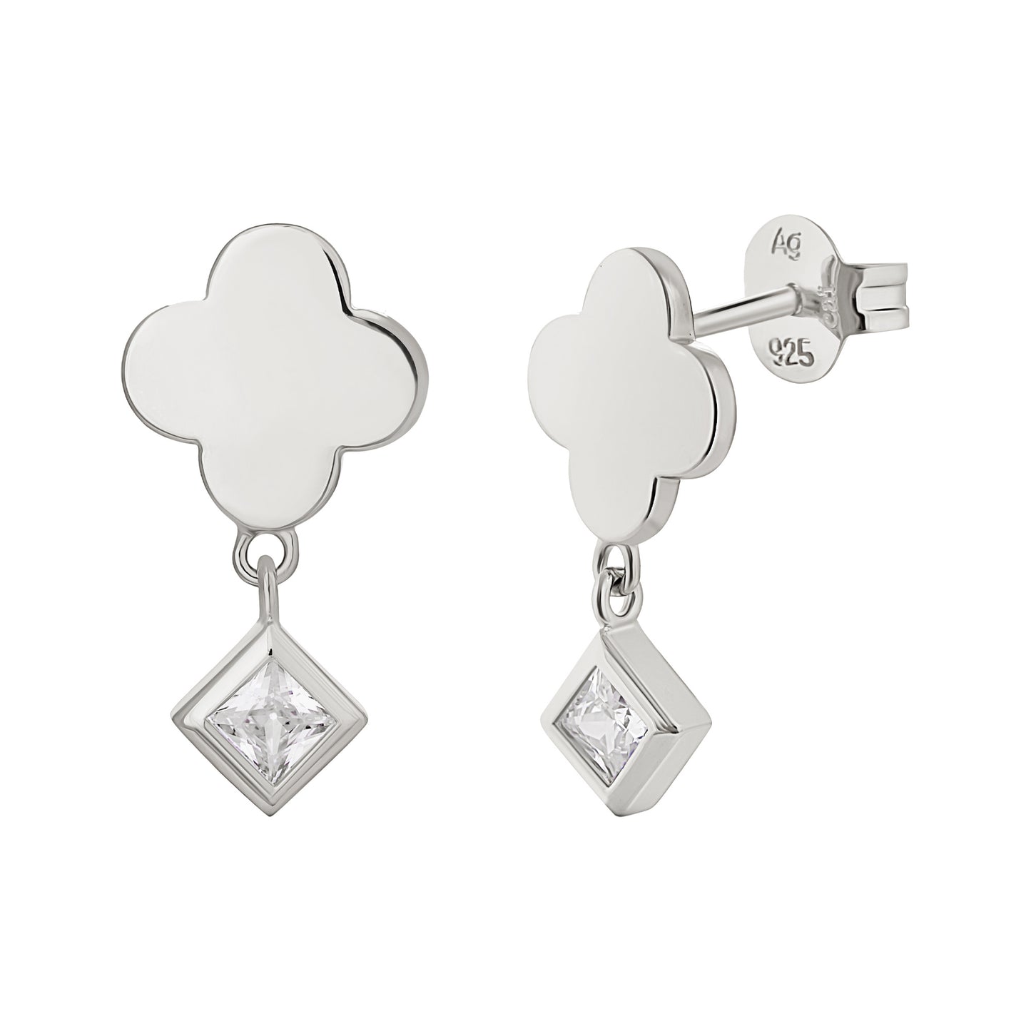 cai Ohrstecker 925/- Sterling Silber rhodiniert 2cm Zirkonia