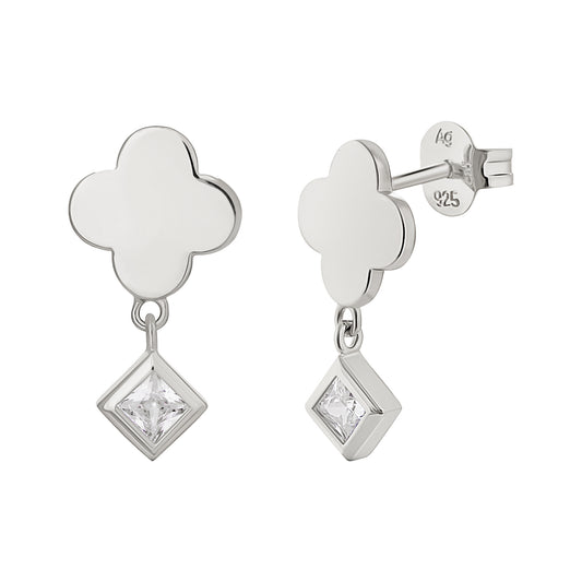 cai Ohrstecker 925/- Sterling Silber rhodiniert 2cm Zirkonia