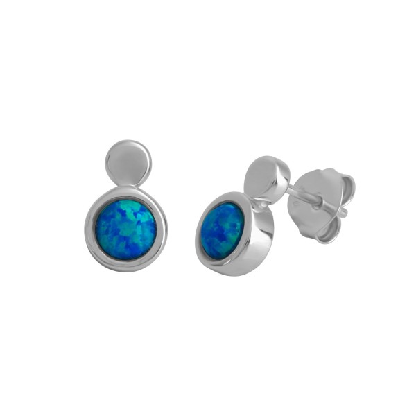 Ohrstecker 925/- Sterling Silber rhodiniert 1,1cm imit.Opal