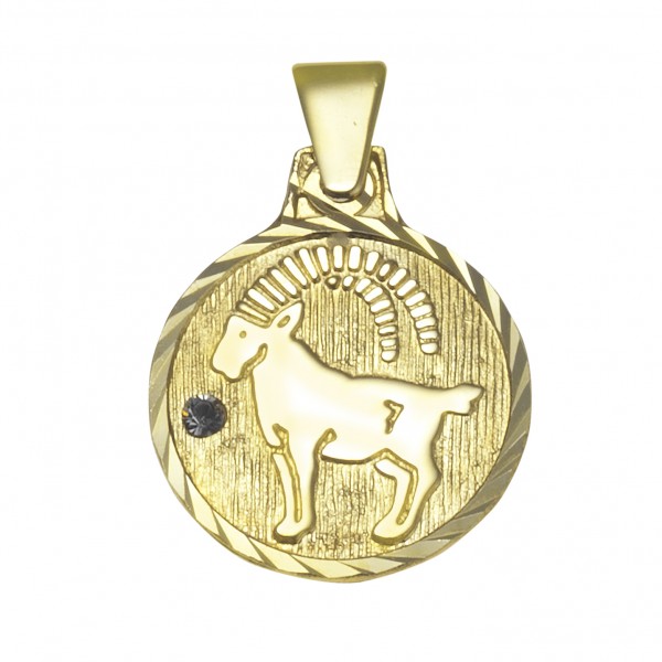 Anhänger Sternzeichen Steinbock 333/- Gold 1,7cm Kristall