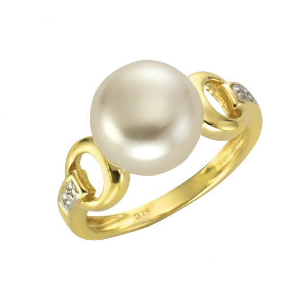 Ring 375/- Gold rhodiniert (teil) Diamant 0,02ct.