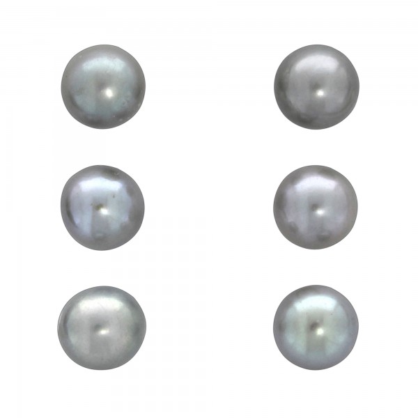 Perlen-Ohrstecker-Set 925/- Sterling Silber rhodiniert 1,2cm Süßwasserzuchtperle