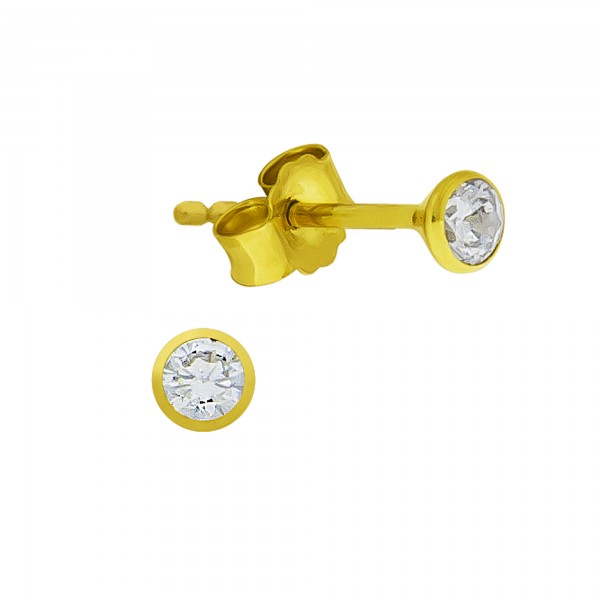 Ohrstecker 375/- Gold 0,3cm Zirkonia