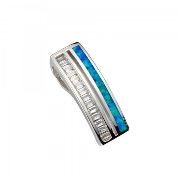 Anhänger 925/- Sterling Silber rhodiniert 2,0cm synth. Opal