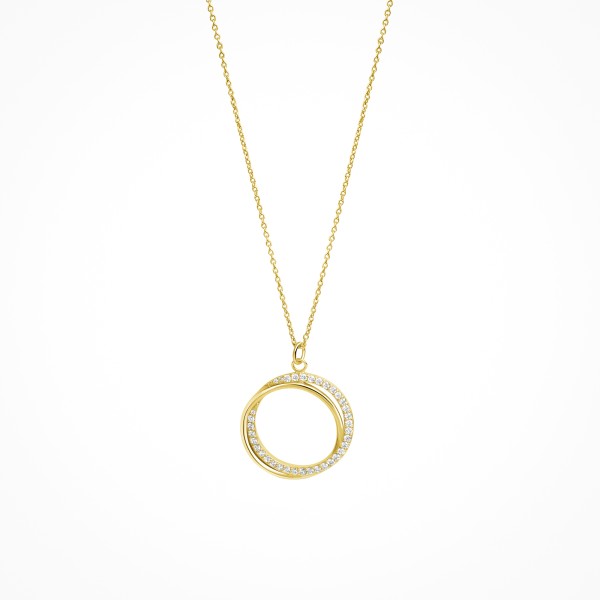 Halskette Ankerkette 925/- Sterling Silber vergoldet (teil) 42+3cm Zirkonia