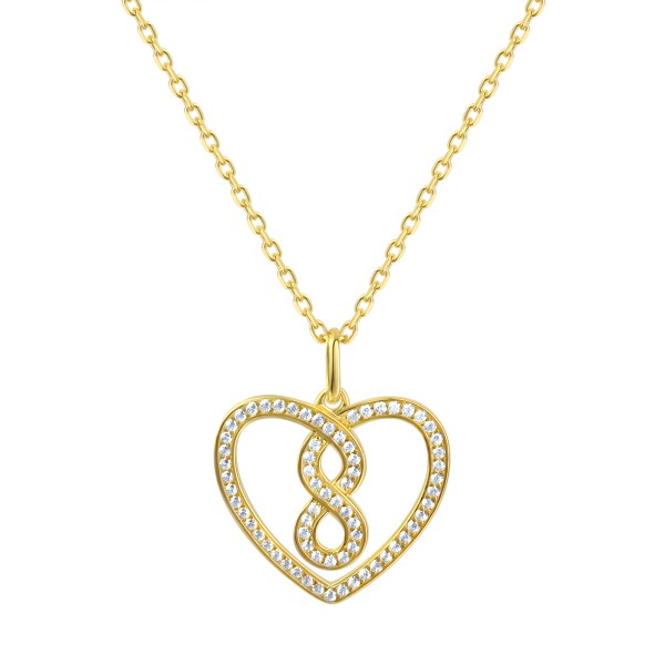 Anhänger mit Kette Ankerkette 925/- Sterling Silber vergoldet 41+3cm Zirkonia