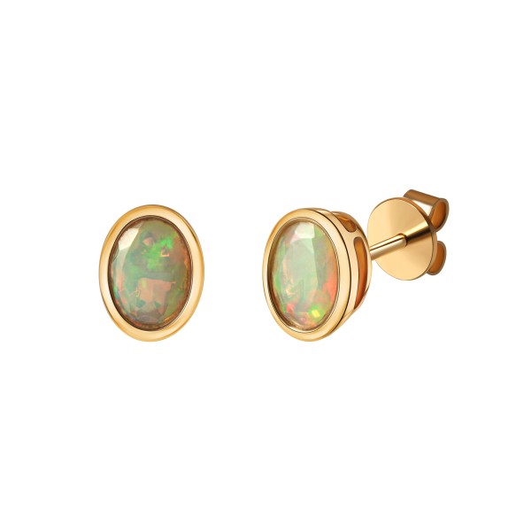 Ohrstecker 585/- Gold rhodiniert (teil) 0,9cm Opal