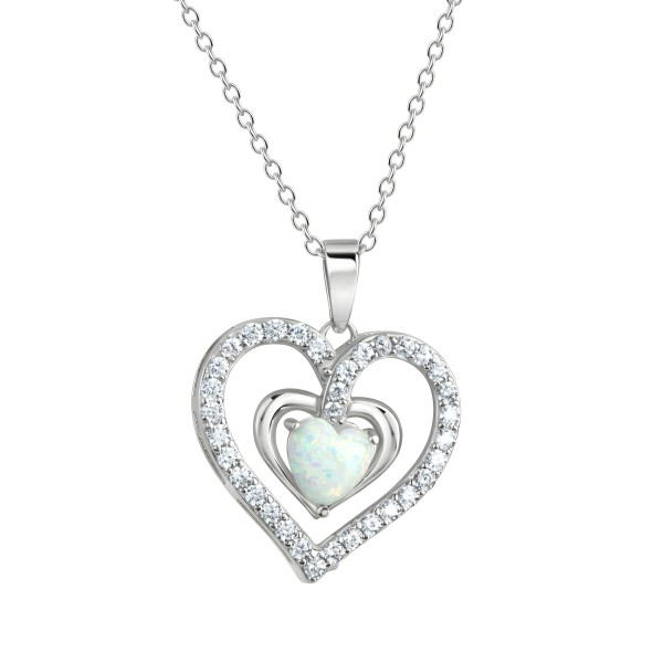 Anhänger mit Kette Ankerkette 925/- Sterling Silber rhodiniert 42+3cm Opal