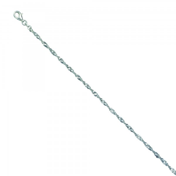 Armband Singapurkette 925/- Sterling Silber rhodiniert 19cm