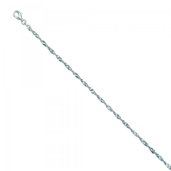 Armband Singapurkette 925/- Sterling Silber rhodiniert 19cm