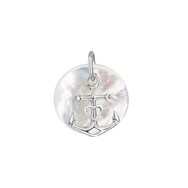 Anhänger 925/- Sterling Silber Rhodiniert 2,4cm Perlmutt