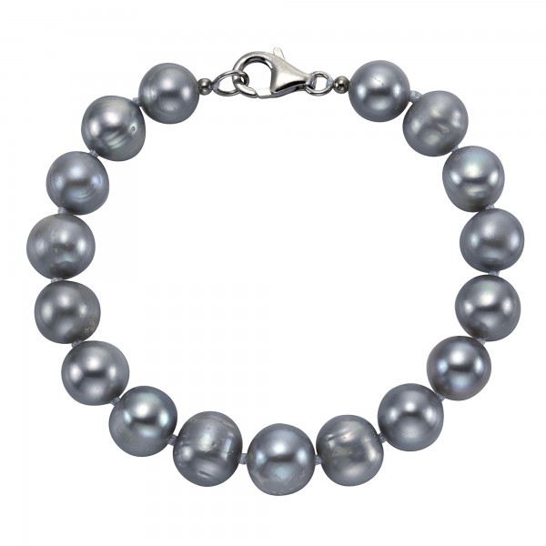 Armband 925/- Sterling Silber rhodiniert 19cm Perle
