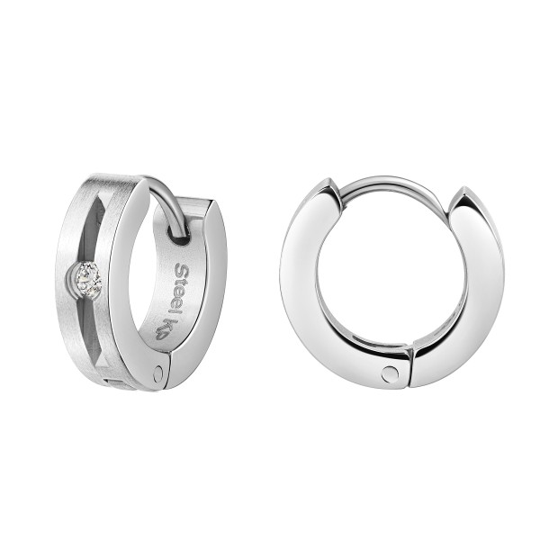 Klappcreolen Edelstahl 1,3cm Zirkonia