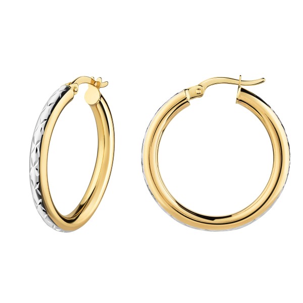 Ohrring 375 Gelbgold bicolor 375/- Gold 2,5cm ohne