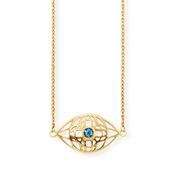 cai women Collier Ankerkette 925/- Sterling Silber vergoldet 42+3cm Blautopas 0,164ct