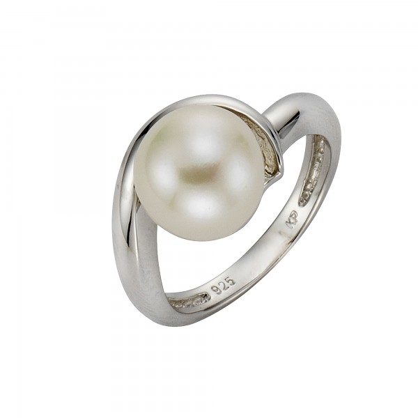 Ring 925/- Sterling Silber rhodiniert Perle