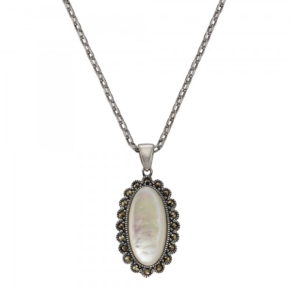 Halskette Ankerkette 925/- Sterling Silber oxydiert 45cm Markasit