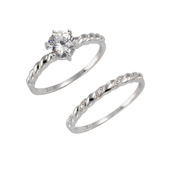 Ring Set 925/- Sterling Silber rhodiniert Zirkonia