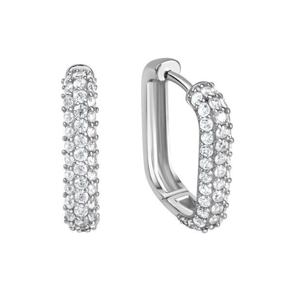 Creolen 925/- Sterling Silber Rhodiniert 2,0cm Zirkonia