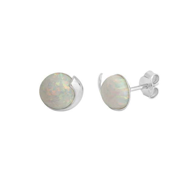 Ohrstecker 925/- Sterling Silber rhodiniert 0,8cm imit.Opal