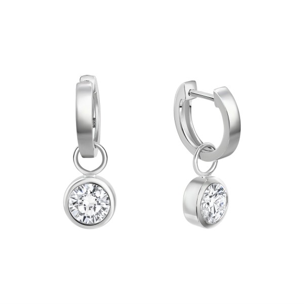 Creolen 925/- Sterling Silber Rhodiniert 2,4cm Zirkonia