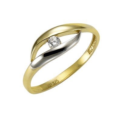 Ring 375/- Gold rhodiniert (teil) Zirkonia