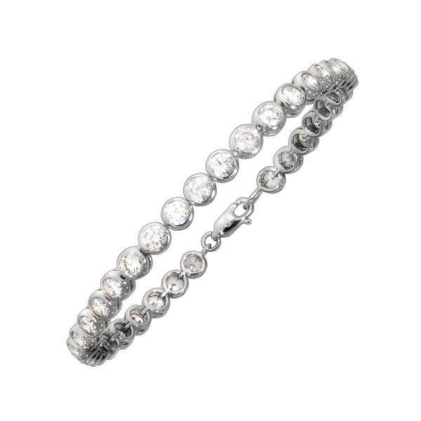 Armband 925/- Sterling Silber rhodiniert 19,5cm Zirkonia