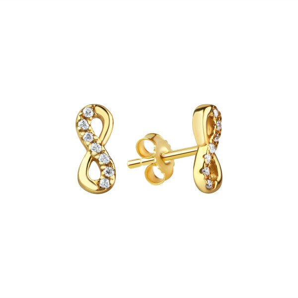 Ohrstecker 925/- Sterling Silber vergoldet 1,0cm Zirkonia