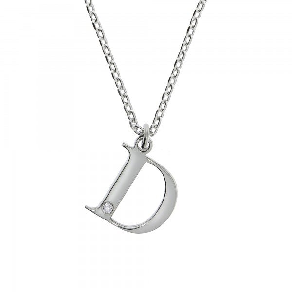 Halskette Flachpanzerkette 925/- Sterling Silber rhodiniert 45+3cm Diamant 0,008ct.